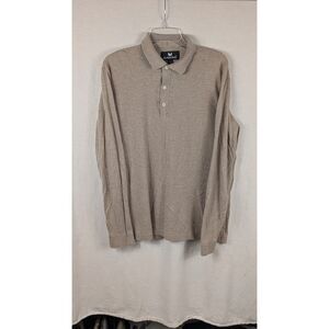 Buttercloth Long Sleeve Polo Shirt Tan/Beige Men's Size Large